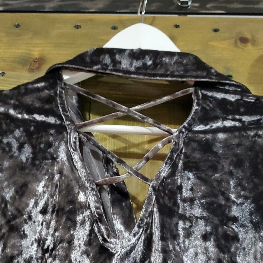 Smoked Velvet Mini Dress in Black and Gray Billy T NWT - Picture 9 of 10